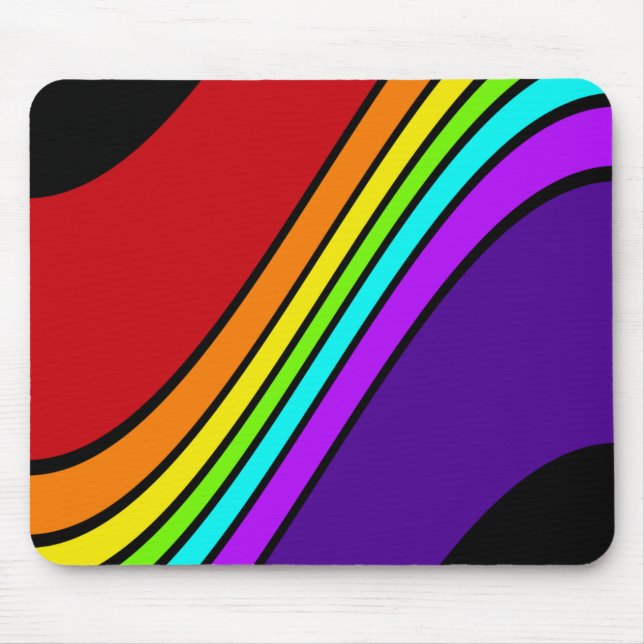 Mousepad Mousemat Listras Arco-íris Curvas Diversão Óptica (Frente)