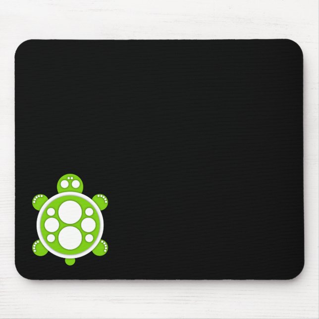 Mousepad Mousemat, tartaruga redonda, branco, verde limão, (Frente)