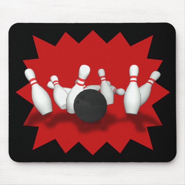 Mousepad Mousepad: Bola de Boliche e Pinos: Modelo 3D (Frente)