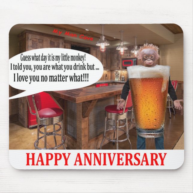 Mousepad mousepad. Feliz Aniversário, cerveja de orangotang (Frente)