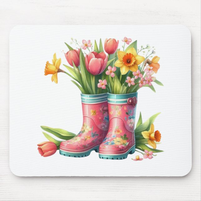 Mousepad Mousepad-Olá Primavera Floral Piso do Rato (Frente)
