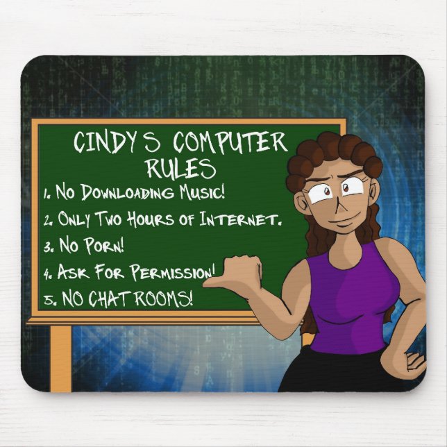 Mousepad Mousepad: Regras do computador de Cindy (Frente)