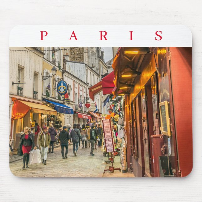 Mousepad Mousepad, vista de rua Montmartre de Paris (Frente)