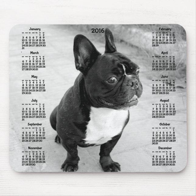 Mousepad Mouses pads de Fotos do Calendário do Bulldog Fran (Frente)