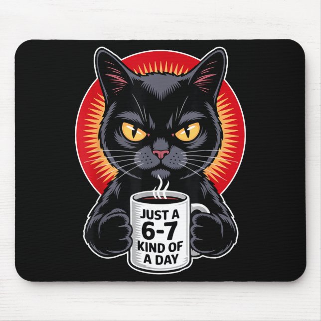 Mousepad Mpy 6 7 Meme Cat Funny Gen Alpha Six Seven Cat Lov (Frente)