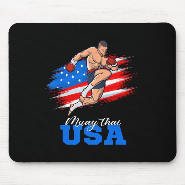 Mousepad Muay Thai Usa Support Team American Flag Kickboxin (Frente)