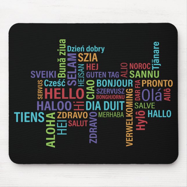Mousepad Muitas maneiras diferentes de dizer "Olá" (Frente)