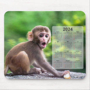 Mousepad Muito Bonito Macaco-Bebê 2024 Calendário