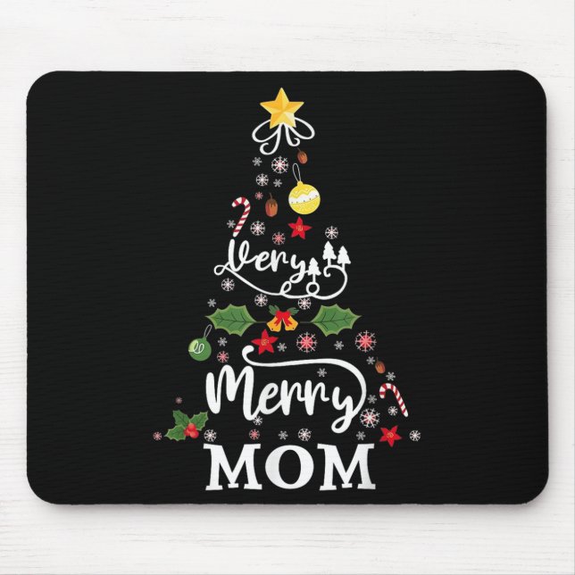 Mousepad Muito Feliz Mãe A Ornação De Árvore De Natal Acend (Frente)