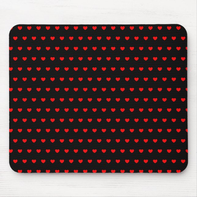 Mousepad Muitos Corações Vermelhos Em Preto (Frente)