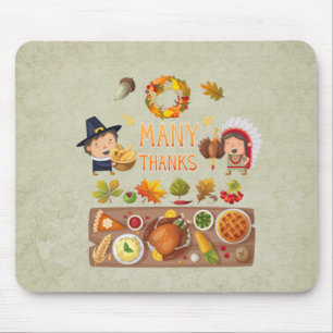 Mousepad Muitos Obrigados Peregrinos E Banquete De Ação D