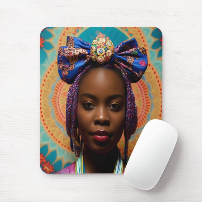 Mousepad Mulher africana com grande arco e medalhão (Com mouse)
