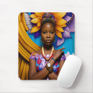 Mousepad Mulher africana linda com um relógio