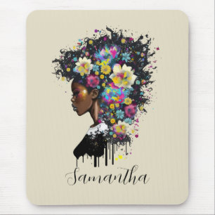 Mousepad Mulher afro-americana afro-espumante