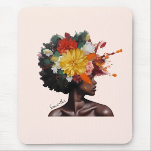 Mousepad Mulher Afro-Americana com Cabelo Afro Floral (2)