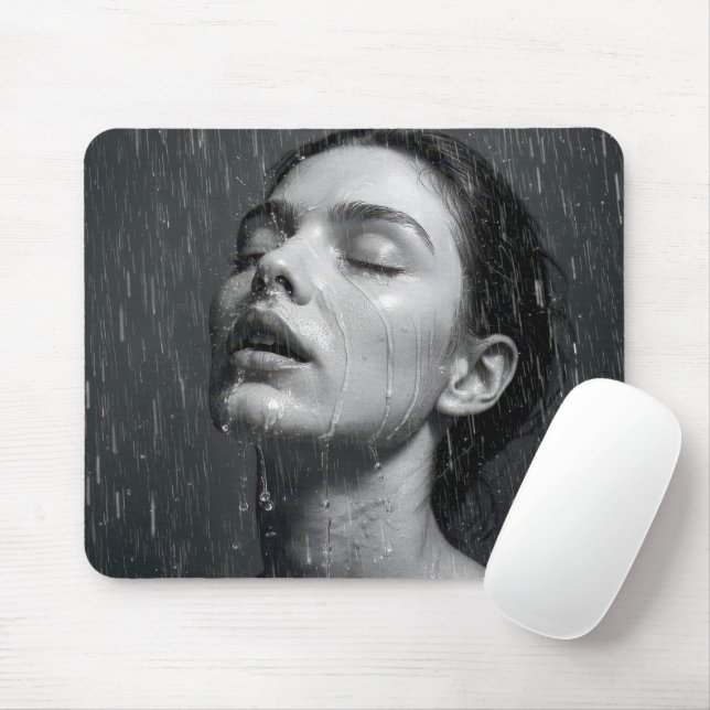 Mousepad Mulher Apreciando o Jato de Água do Chuveiro (Com mouse)