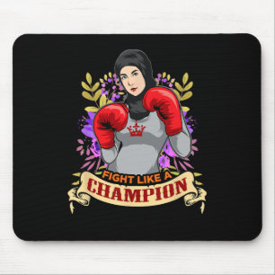 Mousepad Mulher Árabe Empoderada com Hijab Boxe Kickboxing