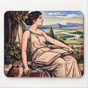 Mousepad Mulher Art Nouveau Vintage Lendo Debaixo de uma Ár