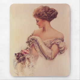Mousepad Mulher bonito segurando um Kitten (por Harrison Fi