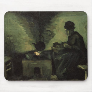 Mousepad Mulher Camponesa junto à Lareira por Vincent van G