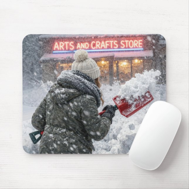 Mousepad Mulher Cavando Caminho para uma Loja de Artesanato (Com mouse)