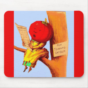 Mousepad Mulher-chefe de tomate com cartão vitorioso