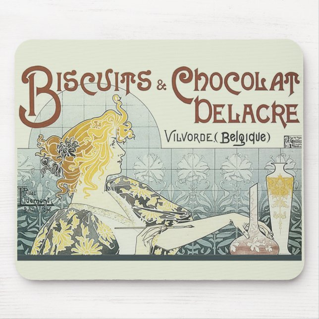 Mousepad Mulher Chocoloate Art Nouveau (Frente)
