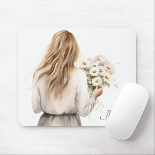 Mousepad Mulher com Buquê de margarida