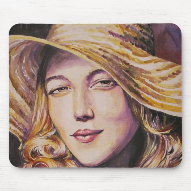 Mousepad Mulher com chapéu (Frente)