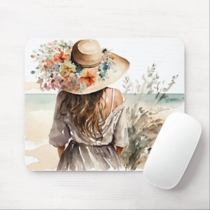 Mousepad Mulher com Chapéu de Praia