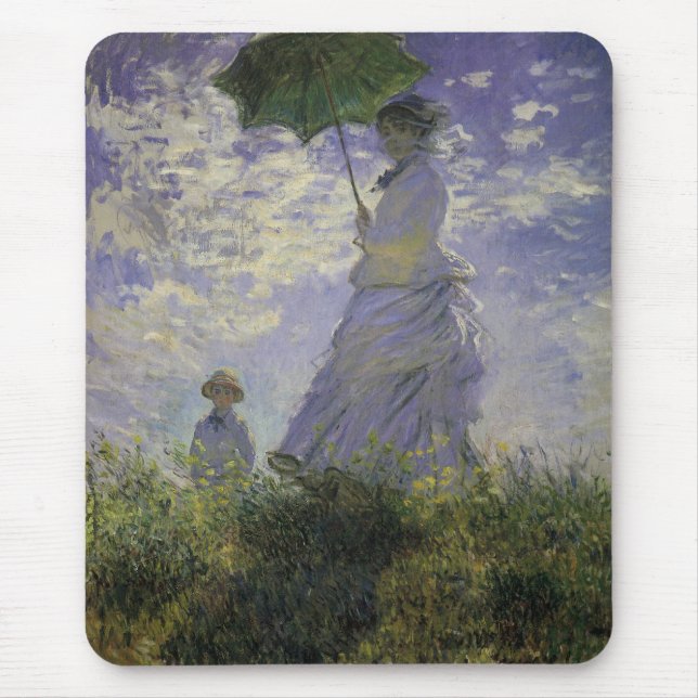 Mousepad Mulher com Guarda-Sol de Claude Monet, Arte Antigo (Frente)