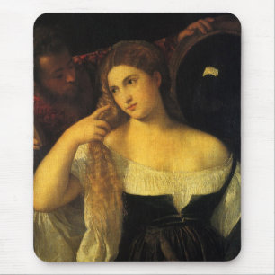 Mousepad Mulher com um Espelho por Tiziano, Antigo Renascim