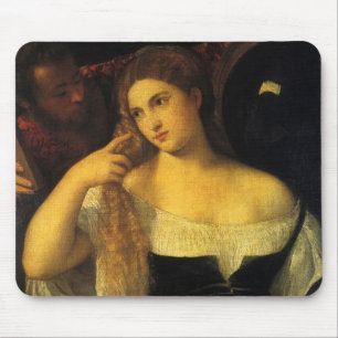 Mousepad Mulher com um Espelho por Tiziano, Antigo Renascim