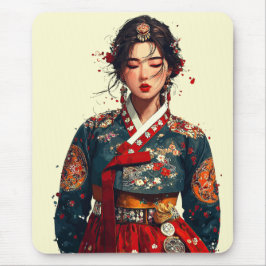 Mousepad Mulher Coreana Moderna em Retrato de Hanbok
