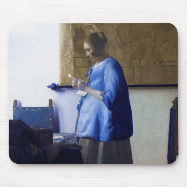 Mousepad Mulher de Azul, Johannes Vermeer (Frente)