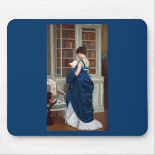 Mousepad Mulher de Azul, lendo um Livro
