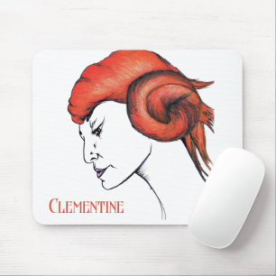 Mousepad Mulher de Cabelo Laranja Tangerina Retrato Pop Art