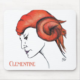 Mousepad Mulher de Cabelo Laranja Tangerina Retrato Pop Art