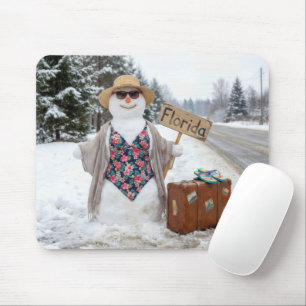 Mousepad Mulher de Neve Fazendo Carona com Placa da Flórida