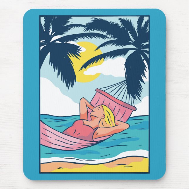 Mousepad Mulher em Hammock na Praia (Frente)