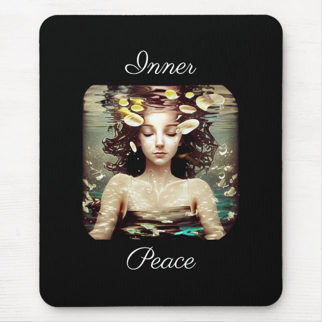Mousepad Mulher em Paz Interior Debaixo da Água, | Arte de  (Frente)
