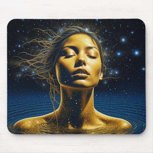 Mousepad Mulher Etérea Meditando Sob as Estrelas (Frente)