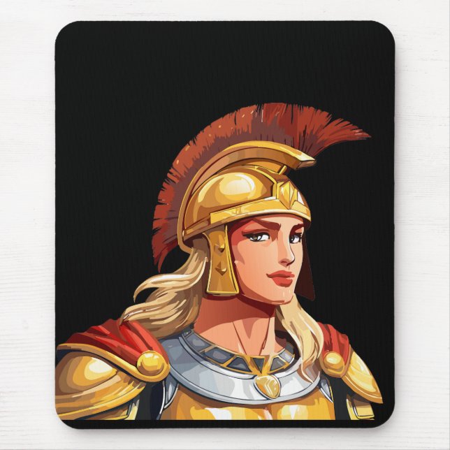 Mousepad mulher guerreira grega perfil em clássico (Frente)