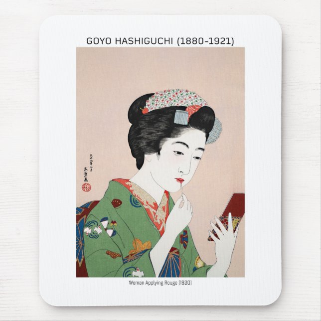 Mousepad Mulher japonesa aplicando rouge - Goyō Hashiguchi (Frente)