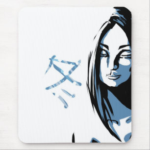 Mousepad Mulher japonesa com kanji de inverno