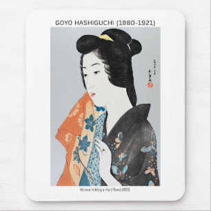 Mousepad Mulher japonesa segurando sua toalha - Goyō Hashig