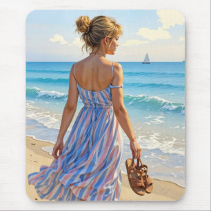 Mousepad Mulher Jovem na Praia