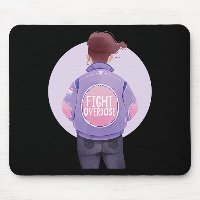 Mousepad mulher luta contra a sobredosagem Roxo (Frente)