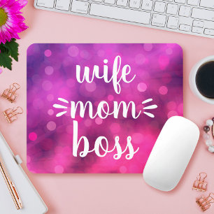 Mousepad Mulher Mãe Chefe Diversão De Manuscrito Tipograf