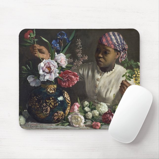 Mousepad Mulher Negra com Peonies | Fré dé ric Bazille (Com mouse)